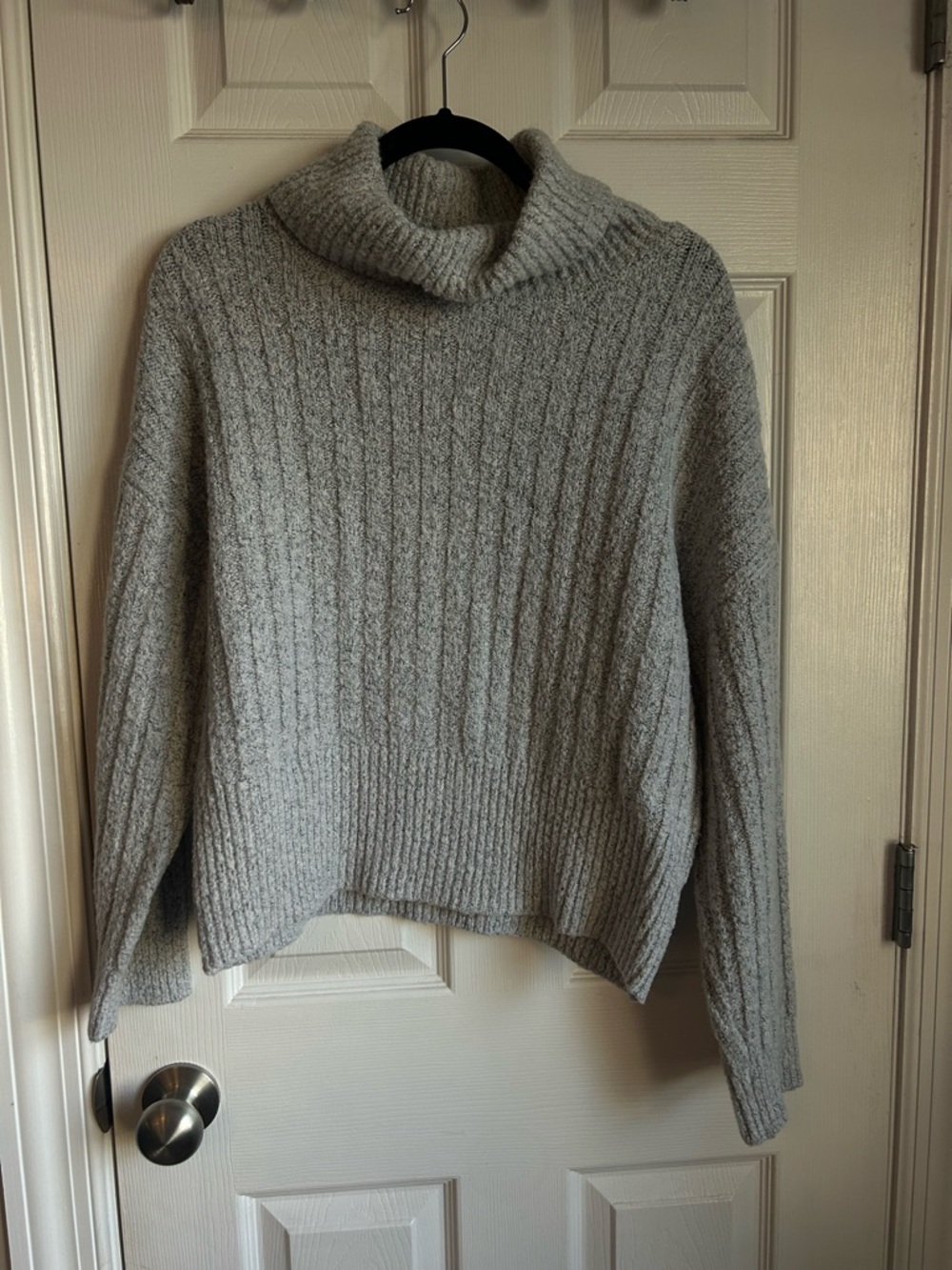 William Rast Light Gray Ribbed Cowl Neck Sweater